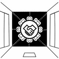 Floating holographic handshake symbol with glowing figures copy space concept as A holographic handshake symbol with glowing human figures encircling it floating in white space Am Squre vector
