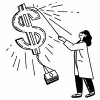 Floating holographic dollar sign and a checkbook on a glossy white background with ample copy space concept as A classic image featuring a glowing holographic dollar sign and a flo Squre vector