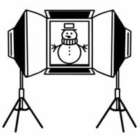 Floating holographic snowman and glowing scarf with copy space concept as A holographic snowman and a glowing scarf float mid air isolated on a white background The design evokes Squre vector