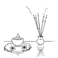 Floating Labh Pancham diya and coin with white background concept as A clean and abstract design featuring a floating diya and coin both representing Labh Pancham isolated o Squre Set 2 vector