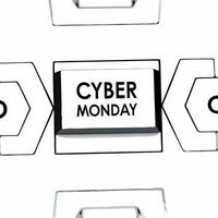 Floating percentage symbol and Cyber Monday sale tag frame with copy space concept as A floating percentage symbol and a Cyber Monday sale tag form a sleek border frame with copy s Squre vector