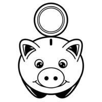 Floating Piggy Bank with Coin Insertion concept as A of a piggy bank with a coin floating above it ready to be inserted isolated on a white background The design uses the f Squre vector