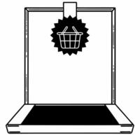 Floating sale tag and Cyber Monday shopping cart frame with copy space concept as A floating shopping cart and glowing sale tag create a sleek border frame with ample copy space pe Squre vector