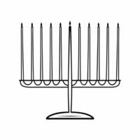 Flying Hanukkah candles and menorah base in mid air white background concept as A menorah base with floating candles defying gravity in mid air all isolated on a white background Squre vector