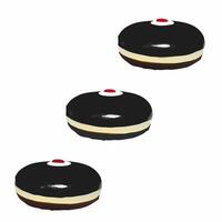 Flying Hanukkah donuts with jelly filling isolated on white background concept as Hanukkah donuts with jelly filling appear to float in mid air defying gravity isolated on a white Squre vector