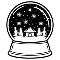 Flying snow globe with miniature winter scene inside isolated on white concept as A snow globe floats in mid air with a miniature winter scene inside complete with snowflakes and a Squre vector
