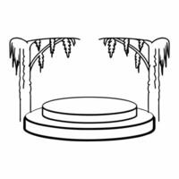 Frost covered branches and icicles podium with copy space concept as A podium with frost covered branches on one side and dangling icicles on the other creating a cold winter effec Squre vector