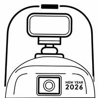Futuristic New Year Technology concept as A close up of a futuristic gadget displaying the countdown to New Year 2026 The camera captures the sleek design and glowing interface sy Squre vector