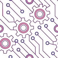 Futuristic techno circuits seamless pattern featuring intricate tile designs digital traces isolated white balance vibrant structure concept as Intricate digital design merges adva Squre vector