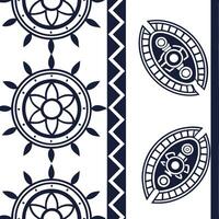 Generate culturally rich seamless patterns using ancient tribal symbols for international marketing focused on global cultural appreciation and product consistency concept as Creat Squre vector