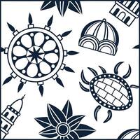 Generate seamless ethnic patterns with cultural symbols and regional artwork in repeatable formats perfect for print and digital use concept as Combine regional artwork and cultura Squre vector
