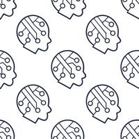 Generate seamless futuristic tile patterns based on artificial intelligence incorporating data symbols digital circuits and isolated white backgrounds concept as Use artificial int Squre vector