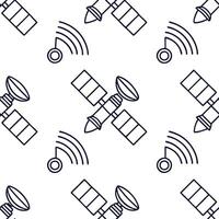Generate seamless tile patterns combining futuristic satellite modules bright scan beams and bold white space for high impact cosmic style concept as Satellite modules pulse with b Squre vector