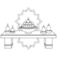 Glossy background of a Labh Pancham feast setup concept as A glossy and inviting background depicting a traditional Labh Pancham feast setup The scene includes a table set with va Squre vector