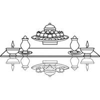 Glossy background of a Labh Pancham feast setup concept as A glossy and inviting background depicting a traditional Labh Pancham feast setup The scene includes a table set with va Squre Set 2 vector