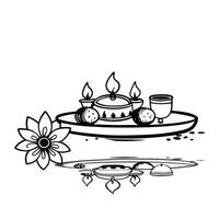 Glossy background of a Labh Pancham thali with festive decor concept as A glossy and festive background showcasing a beautifully decorated thali for Labh Pancham The thali is ador Squre vector