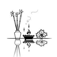 Glossy background of a Labh Pancham puja setup with incense concept as A glossy and tranquil background showcasing a puja setup for Labh Pancham featuring incense sticks flowers an Squre vector