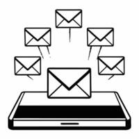 Glossy background of Cyber Monday promotional emails with glowing icons concept as A glossy background with floating promotional email icons glowing with Cyber Monday deals The sl Squre vector