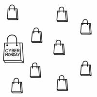 Glossy background of shopping bags with Cyber Monday discount labels concept as A glossy background showcasing floating shopping bags with glowing Cyber Monday discount labels atta Squre vector