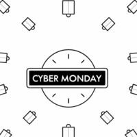 Glossy background with Cyber Monday countdown clock and glowing shopping icons concept as A glossy background showcasing a large Cyber Monday countdown clock in the center surround Squre vector