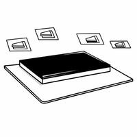 Glossy Business Card with Floating Retail Icons concept as A sleek business card on a glossy white surface with holographic retail icons floating around it The design is modern an Squre Set 2 vector