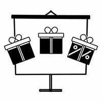 Glossy Business Presentation Background with Retail Focus concept as A glossy background featuring a business presentation setup with retail focus and floating coupon symbols The Squre vector