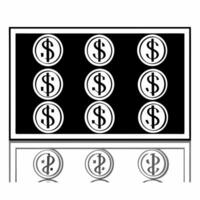 Glossy Cash Flow Background with Floating Financial Symbols concept as A sleek glossy background featuring floating financial symbols and cash flow icons against a reflective surfa Squre vector