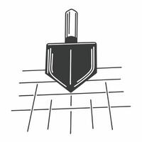 Glossy dreidel floating on a futuristic grid background with copy space concept as A glossy dreidel is floating over a futuristic digital grid background with copy space in the low Squre vector