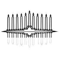 Glossy Hanukkah candles on a mirrored surface dark background copy space concept as Glossy Hanukkah candles are placed on a mirrored surface with reflections extending onto the dar Squre vector