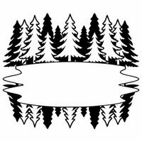 Glossy frozen lake with snow capped trees and clear copy space concept as A glossy frozen lake reflects snow capped trees in the background with a clear area of open water in the m Squre vector