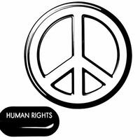 Glossy holographic peace symbol with human rights text copy space concept as A holographic peace symbol with glowing human rights text floating beside it all isolated on a white ba Squre vector