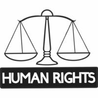 Glossy holographic scales of justice with glowing human rights text copy space concept as A pair of glossy holographic scales of justice with a glowing Human Rights text floating b Squre vector