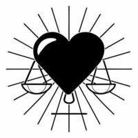 Glossy purple background with glowing heart and justice scales copy space for rights message concept as A glossy purple background featuring a glowing heart and scales of justice s Squre vector