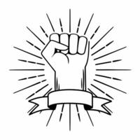 Glossy red background with glowing raised fist copy space for activism and rights concept as A glossy red background featuring a glowing raised fist symbolizing activism solidarity Squre vector