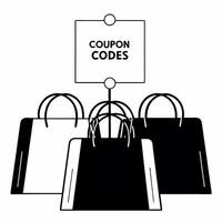 Glossy Shopping Bag Display with Coupon Codes concept as A glossy background featuring a display of shopping bags with floating coupon codes The design is vibrant and modern ideal Squre vector