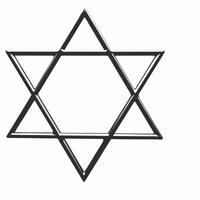 Glossy Star of David floating on dark gradient background with copy space concept as A glossy Star of David floating against a dark gradient background with copy space in the lower Squre vector