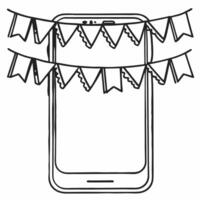 Glossy smartphone with holographic Diwali lanterns and floating marigold petals isolated with copy space concept as A glossy smartphone featuring holographic Diwali lanterns and fl Squre Set 4 vector