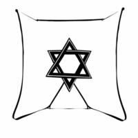 Glossy Star of David floating on a glossy black background with copy space concept as A glossy Star of David floats on a shiny black background with large copy space at the bottom Squre vector