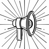 Glowing abstract digital megaphone with rays of light symbolizing voice for Human Rights Day concept as A glowing abstract megaphone surrounded by digital light rays symbolizing th Squre vector