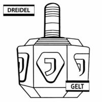 Glowing abstract dreidel with neon Hanukkah symbols digital art style concept as A glowing dreidel with neon Hanukkah symbols such as Hebrew letters and gelt spins in an abstract Squre vector