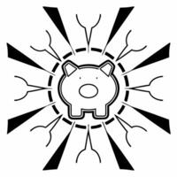 Glowing Abstract Piggy Bank with Holographic Elements concept as A glowing abstract digital art piece featuring a futuristic piggy bank surrounded by holographic elements represent Squre vector