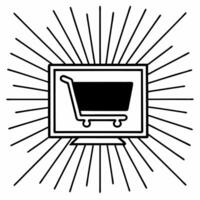 Glowing abstract product with floating shopping cart concept as A glowing product with a floating abstract shopping cart beside it symbolizing Cyber Monday tech sales The design f Squre vector