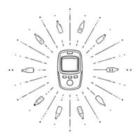 Glowing digital art of blood sugar test strips with light effects for World Diabetes Day concept as A sleek glowing abstract background featuring a set of digital blood sugar test Squre Set 2 vector