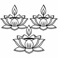 Glowing Diwali candles paired with floating lotus flowers isolated on a white background concept as A serene abstract featuring glowing Diwali candles with floating lotus fl Squre vector