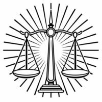 Glowing digital scales of justice with abstract background symbolizing equality and law concept as A glowing digital set of scales of justice floats in the center of a futuristic a Squre vector