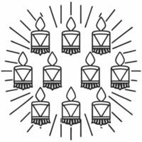 Glowing Diwali lanterns with holographic floating candles and celebration flags isolated on white with copy space concept as A dynamic design featuring glowing Diwali lanterns with Squre vector