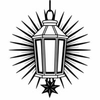 Glowing Diwali lantern with a hanging star isolated on a white background concept as A minimalist abstract featuring a glowing Diwali lantern with a hanging star isolated on Squre vector