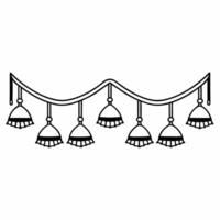 Glowing Diwali toran with hanging bells isolated on a white background concept as A minimalist abstract featuring a Diwali toran with glowing bells isolated on a white backg Squre vector