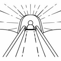 Glowing figure sledding down a radiant digital hill with neon lights concept as A glowing figure sleds down a radiant digital hill illuminated by neon lights and abstract futuristi Squre vector