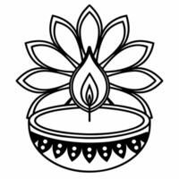 Glowing Diya with a radiant flame and abstract floating flower petals isolated on a white background concept as A clean abstract featuring a glowing diya with a radiant flam Squre vector